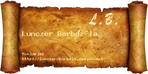 Lunczer Borbála névjegykártya